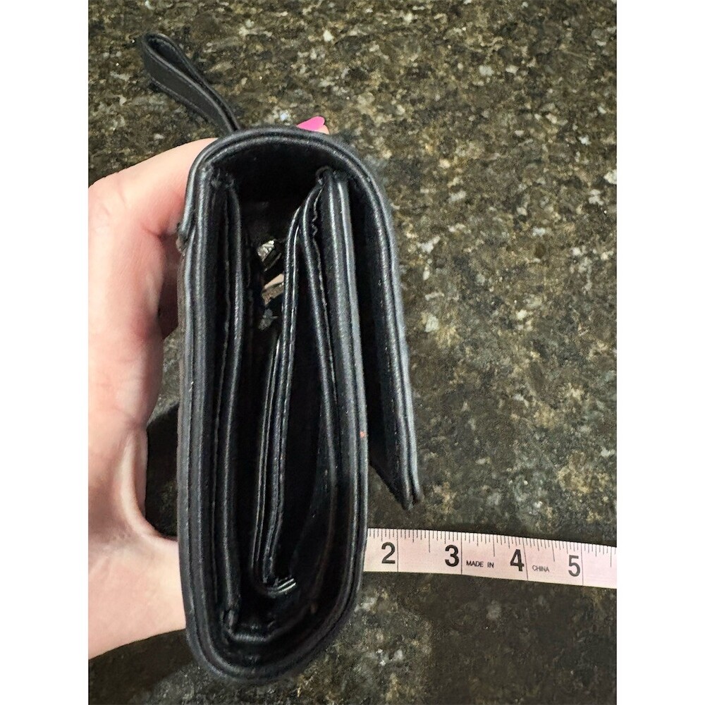 Steve Madden Wristlet Wallet Womens One Size Black Logo Zip Coin Keychain - Picture 7 of 7